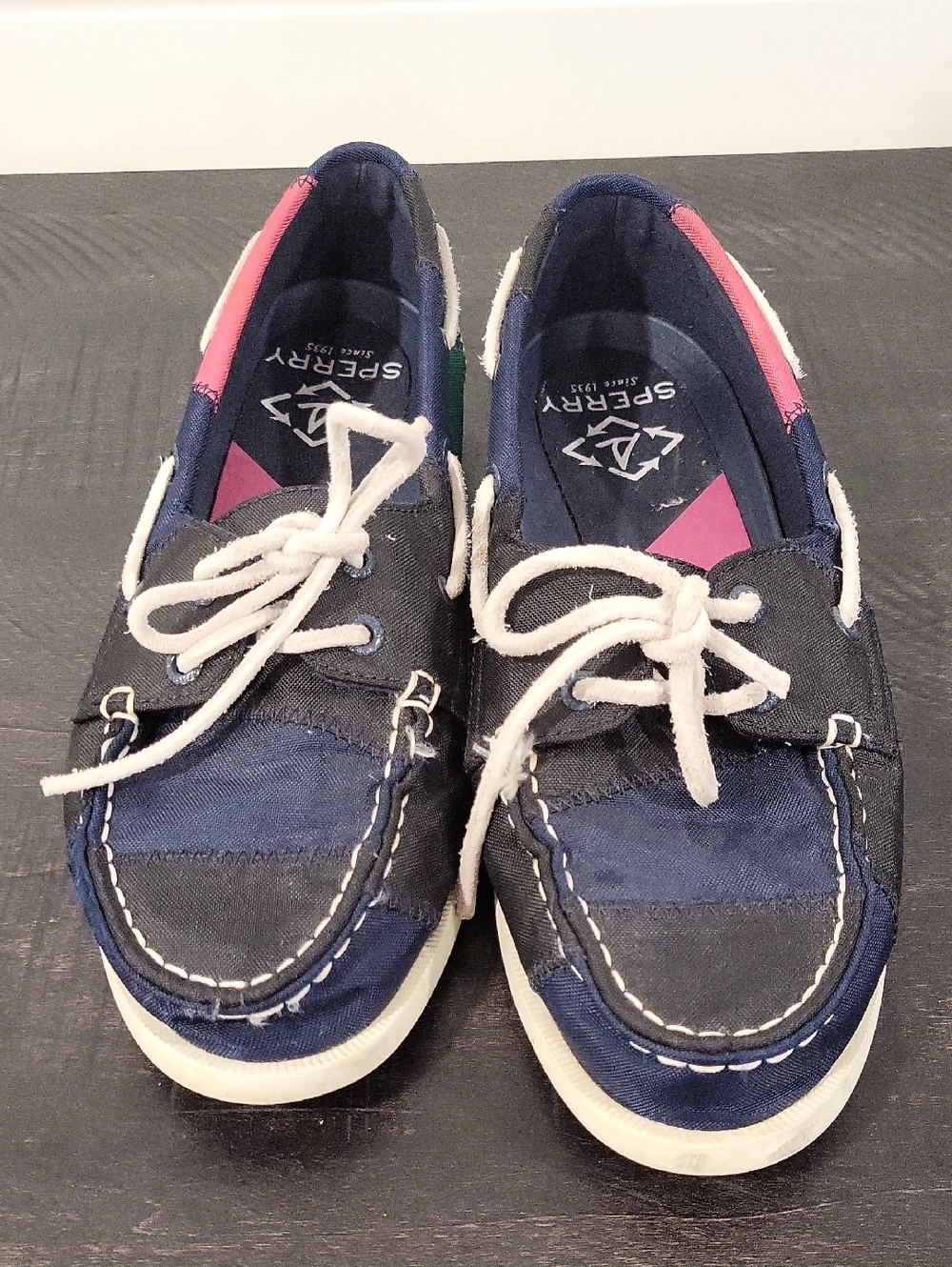 Sperry Navy, Black, Green And Pink Recycled Plastic Boat Shoes